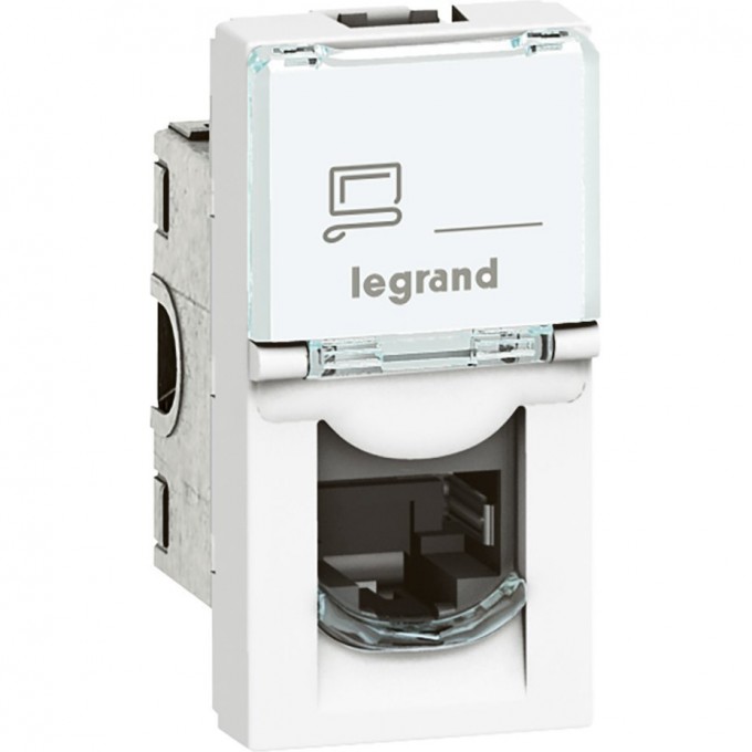 Розетка LEGRAND RJ 45 Программа Mosaic категория 6a STP 1 модуль белый 076573