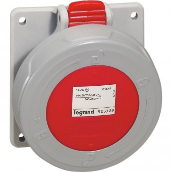 Встраиваемая розетка LEGRAND P17 Tempra Pro IP 66/67 380/415 В 16 A 3К+Н+З Встраиваемая розетка LEGRAND P17 Tempra Pro IP 66/67 380/415 В 16 A 3К+Н+З