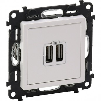 Зарядное устройство LEGRAND Valena LIFE с двумя USB-разъемами 240В/5В 1500мА с лицевой панелью белый Зарядное устройство LEGRAND Valena LIFE с двумя USB-разъемами 240В/5В 1500мА с лицевой панелью белый