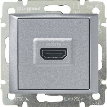 Розетка LEGRAND HDMI для аудио/видеоустройств Valena алюминий Розетка LEGRAND HDMI для аудио/видеоустройств Valena алюминий