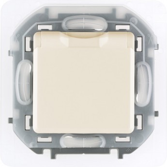 Розетка LEGRAND INSPIRIA 2К+З IP 44 с откидной крышкой и шторками немецкий стандарт 16 А 250 В слоновая кость