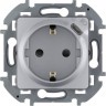 Розетка LEGRAND INSPIRIA 2К+З немецкий стандарт 16А 250В со встроенным зарядным устройством USB C 1.5А 5В алюминий 673772