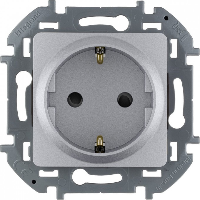 Розетка LEGRAND INSPIRIA 2К+З со шторками немецкий стандарт 16 А 250 В алюминий 673732