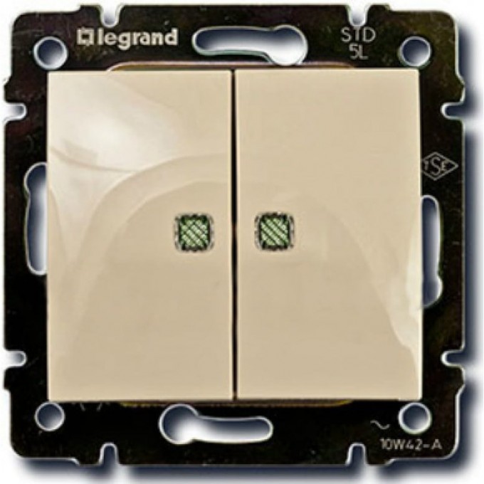 Выключатель LEGRAND Valena двухклавишный с двумя индикаторами 10 A 250 В слоновая кость 774113