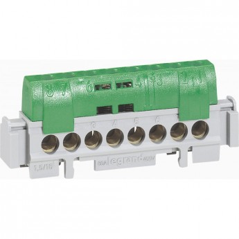 Клеммная колодка LEGRAND IP 2X земля, зеленая 8 x 1,5-16 мм² длина 75 мм