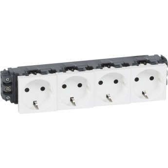 Розетка LEGRAND Mosaic 4х2К+3 для кабель-каналов, с винтовыми зажимами, белый