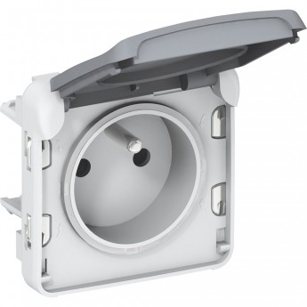 Розетка LEGRAND PLEXO 2К+З фр. ст., серый 69551