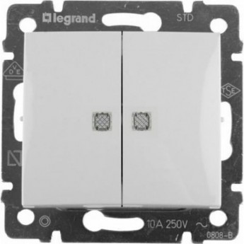 Выключатель LEGRAND Valena двухклавишный с подсветкой 10А белый Выключатель LEGRAND Valena двухклавишный с подсветкой 10А белый